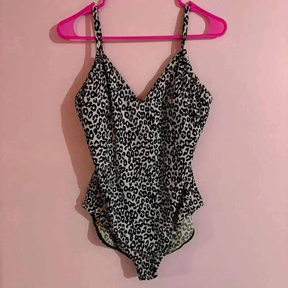 Michael Kors White Leopard Cheetah Print One Piece Swimsuit